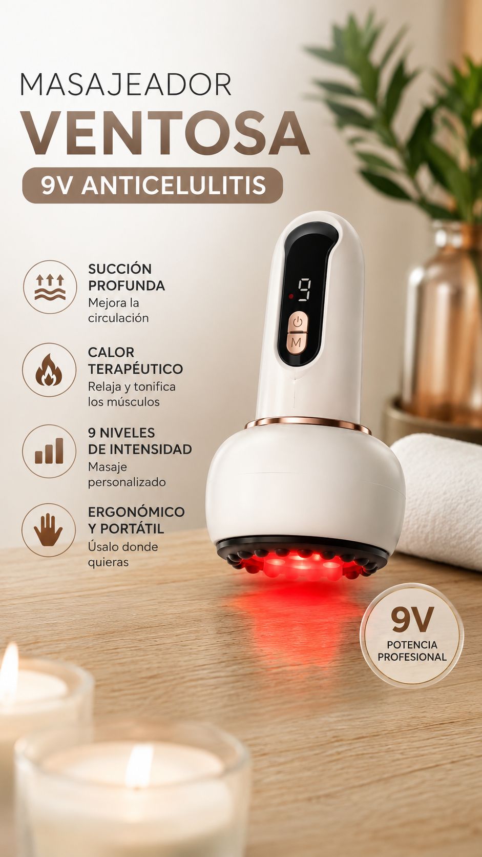 Masajeador Ventosa 9v anticelulitis